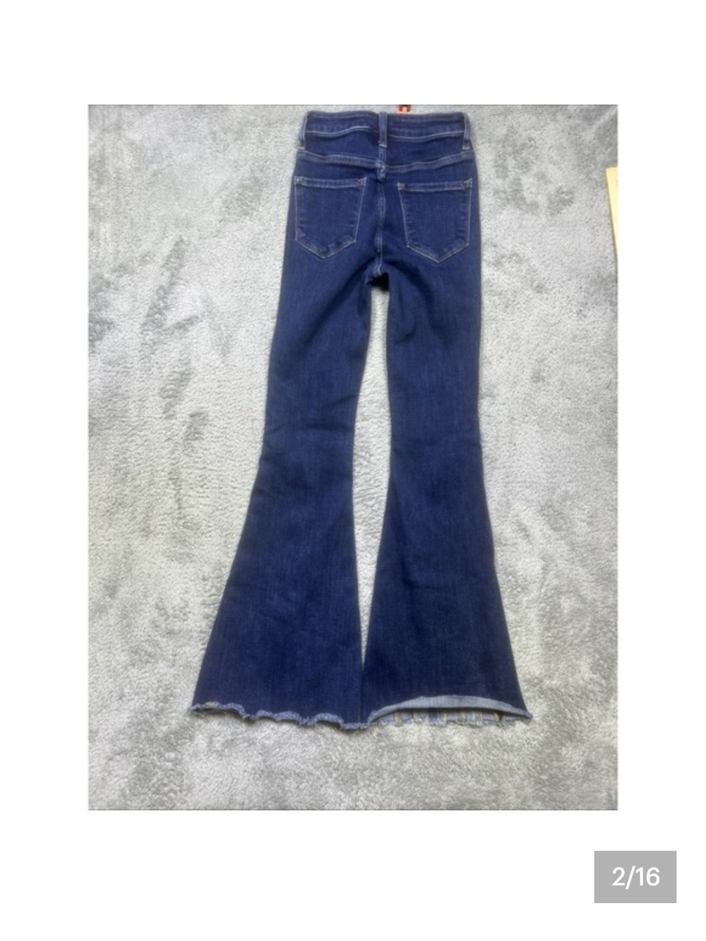 High-Waist Dark Blue Flared Panel Jeans - Picture 2 of 3